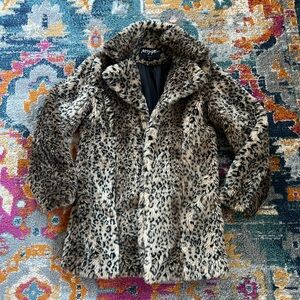 Faux Fur Leopard Coat - Size M